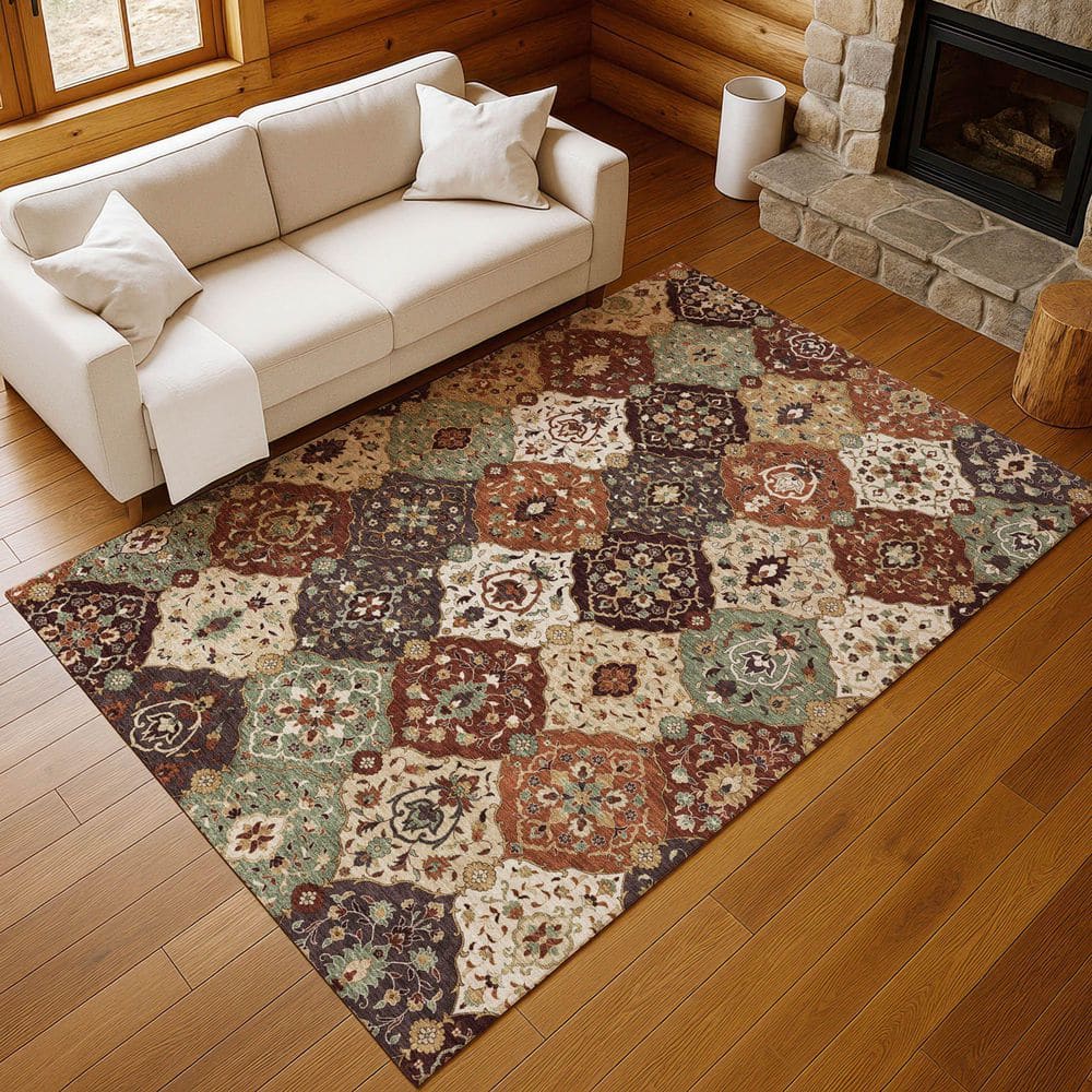 Chantille Machine Washable Indoor/Outdoor Abstract ACN2292 Paprika 3 ft. x 4 ft. Area Rug price history on PriceWatchPro