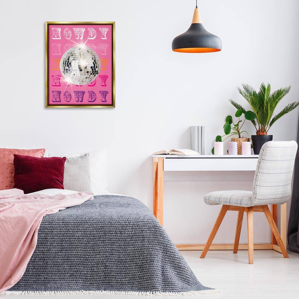 Howdy Retro Disco Ball by Susan Arnot Gold Floater Frame Typography Graphic Art Print 31 in. x 25 in. price history on PriceWatchPro