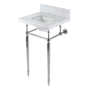 Fauceture 19 in. Marble Console Sink Set with Brass Legs in Marble White/Polished Nickel
