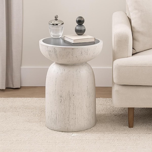 Elyana 14 in. Natural Gray Round Environmental Friendly Cement Accent End Table