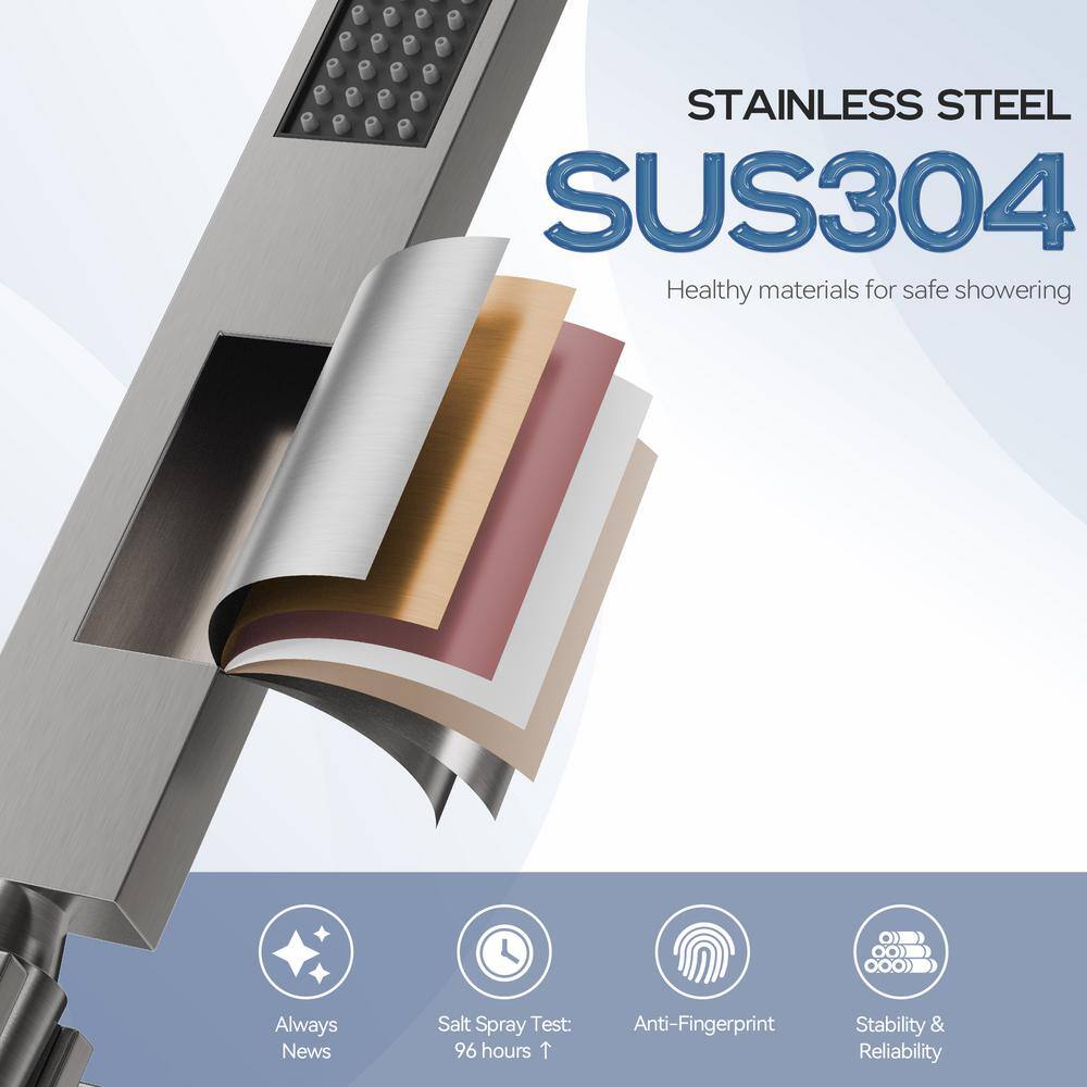 Brushed Nickel Dual-Function Rainfall Shower System with Handheld
