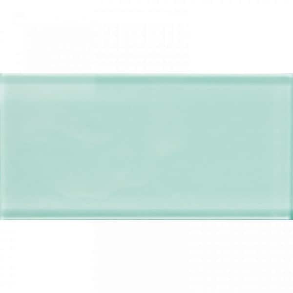 Apollo Tile Light Blue 3 in. x 6 in. Polished Glass Mosaic Tile Sample (0.12 sq. ft./Piece)