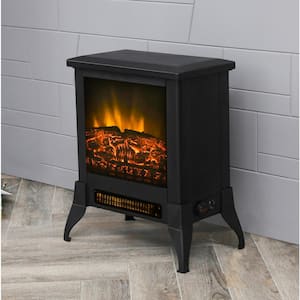 15 in. Freestanding Electric Fireplace in Black