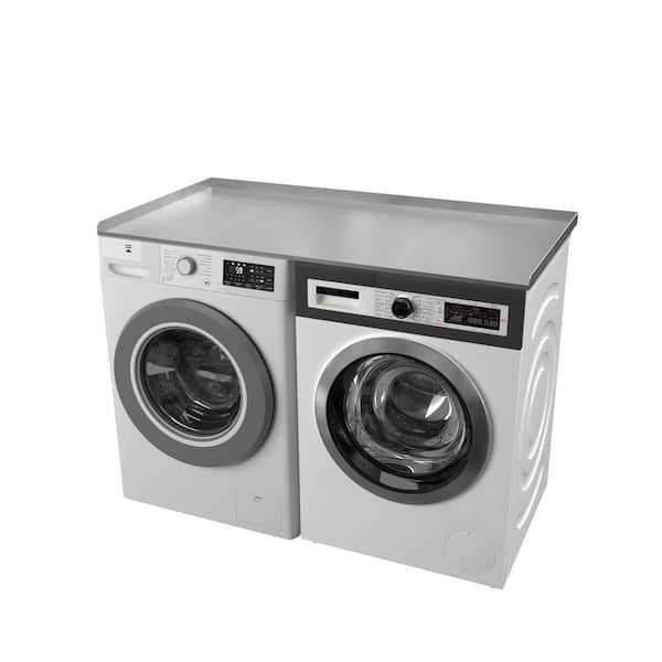 VEIKOUS 54 in. W x 27.5 in. D Gray Metal Washer Dryer Countertop Laundry Sorter Hamper with Edges Guards