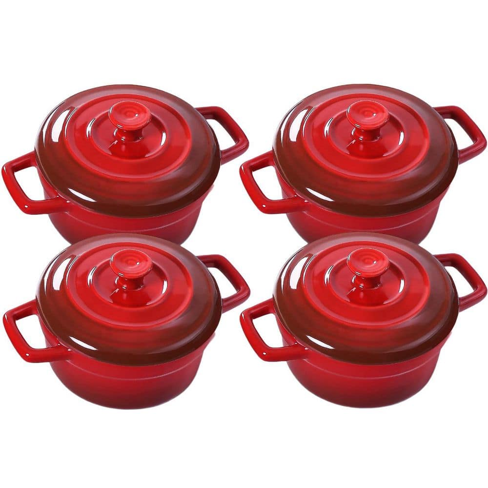 4-Set Mini Cocotte, 12 Oz. Ceramic Mini Dutch Oven Set With Handles And Lid, Small Baking Ramekins, Oven Safe price history on PriceWatchPro