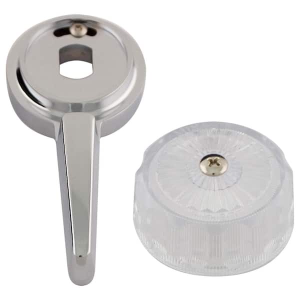 Lincoln Products Volume and Temperature Control Handle Set in Clear Acrylic and Chrome for Mixet Tub and Shower Faucets