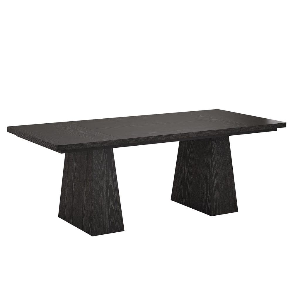 Dark wood rectangular desk with thick base and top.