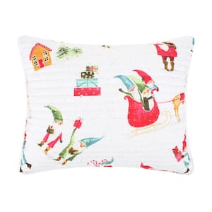 Merry & Bright Gnome For The Holidays White Holiday Gnome Microfiber Standard Sham