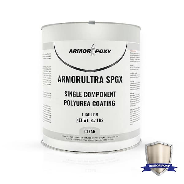 ARMORPOXY 1 Gallon Clear Gloss 1 Part Epoxy Polyurea Interior Concrete Basement & Garage Roller Squeegee Floor Coating Floor Paint