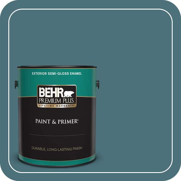 BEHR PREMIUM PLUS 1 Gal. #S450-6A River Rapids Semi-Gloss Enamel Exterior Paint and Primer