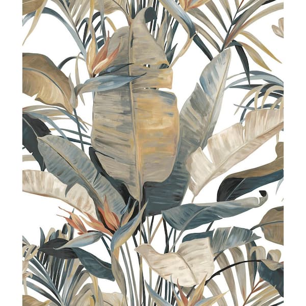 Orange Tropical Cabana Plush Neutral Peel and Stick Wallpaper