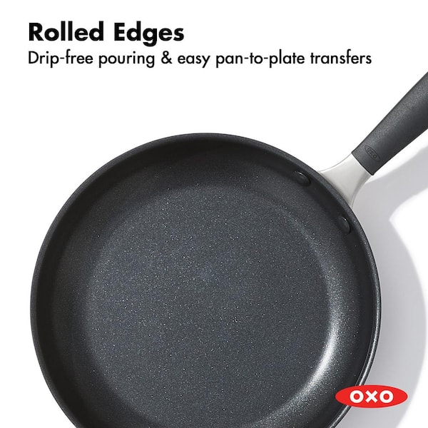 OXO Good Grips 12 Frying Pan Skillet with Lid, 3-Layered German Engineered  Nonstick Coating, Stainless Steel Handle with Nonslip Silicone, Black