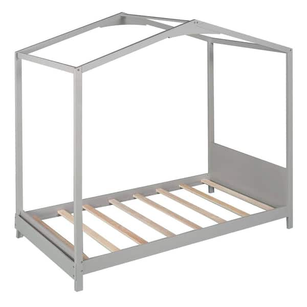 Donason Gray Wood Frame Twin Size House Platform Bed