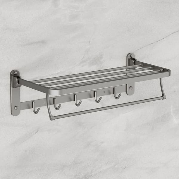 Multifunctional 6-Towel Holders Wall Mounted Towel Rack in Brushed Nickel