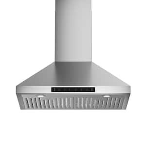 30 in. 900 CFM Ducted Wall Mount Range Hood in Stainless Steel with Charcoal Filters, Digital Display, LED Lights