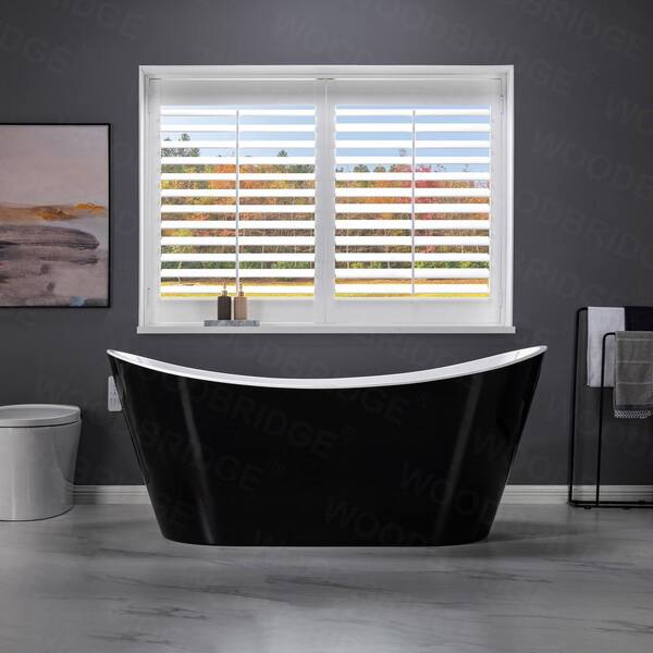 Rolande 67 in. Acrylic Freestanding Double Slipper Flat Bottom Soaking Bathtub with Drain and Overflow Included in Black Rolande 67 in. Acrylic Freestanding Double Slipper Flat Bottom Soaking Bathtub with Drain and Overflow Included in Black