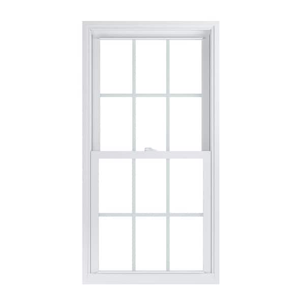 American Craftsman 27.75 in. x 53.25 in. 70 Pro Series White Double Hung Low-E2 Argon PS Glass Vinyl Repl Window with Grids, Screen Incl