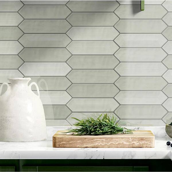 Giorbello (Sample) Decor Sage 3-in x 12-in Glazed Ceramic Subway Floor and Wall Tile