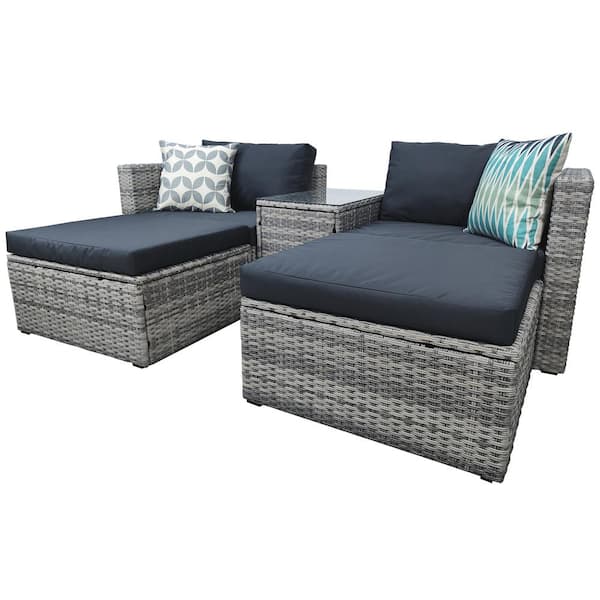 Boosicavelly 5-Piece Wicker Patio Conversation Set with Black Cushions