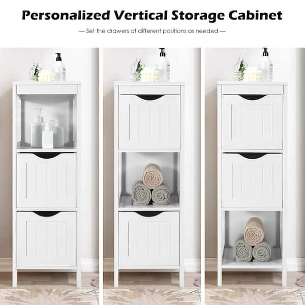 Veryke Bathroom Storage Cabinets, Floor Bathroom Cabinets with Drawer,  Linen Tower, Side Storage Organizer Cabinet with Wheels, White 