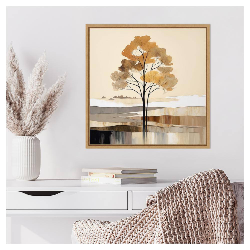Woodland Charm II Autumnal Abstract Canvas Print with Maple Frame