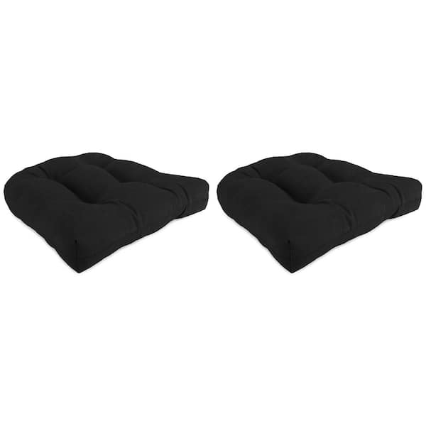 Jordan Manufacturing 19 in. L x 19 in. W x 4 in. T Tufted Outdoor Wicker Seat Cushion in Canvas Black (2-Pack)