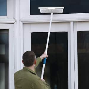 14 in. Microfiber Window Squeegee and Scrubber with 5 ft. Telescoping Pole