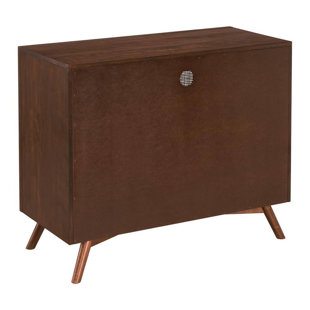 Cinnamon Brown Mid-Century Modern 2-Door Wood Accent Chest