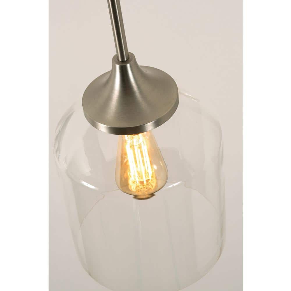 William 4-Light Satin Nickel Linear Pendant with Clear Glass Shades