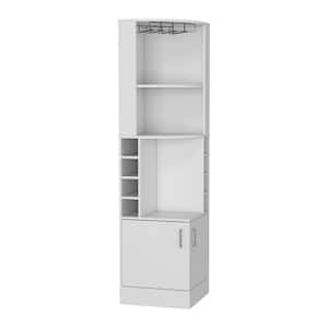 18.5 in. W x 18.5 in. D x 71 in. H White MDF Freestanding Linen Cabinet with Wine Cubbies