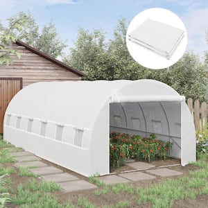 19.7 ft. x 9.8 ft. x 6.6 ft. Plastic DIY Greenhouse Cover Replacement, heavy-duty Waterproof Tarp, with 12 Windows, Door