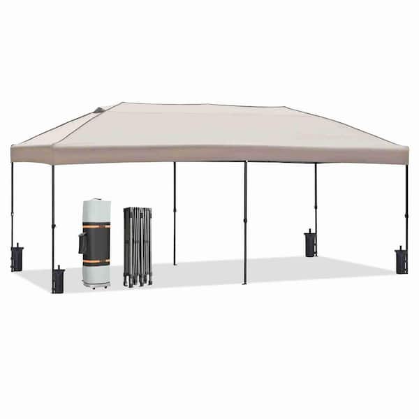 Miscool Avex 10 ft. x 20 ft. Khaki Pop-Up Outdoor Canopy Tent Heavy Duty Party Tent with Removable Sidewalls
