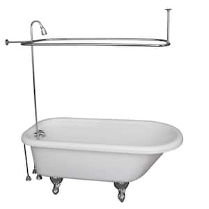 5.6 ft. Acrylic Ball and Claw Feet Roll Top Tub in White with Polished Chrome Accessories