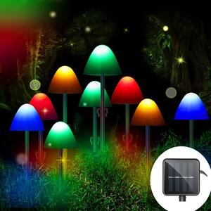 20 LED 20 ft. Outdoor Solar Integrated LED Bulb String Light with Multi-Color Mushroom Shape Waterproof Garden Decor