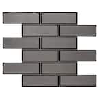 Metallic Gray Bevel Subway 11.5 in. x 14.63 in. Glossy Glass Mesh-Mounted Mosaic Tile (0.96 sq. ft./Each)