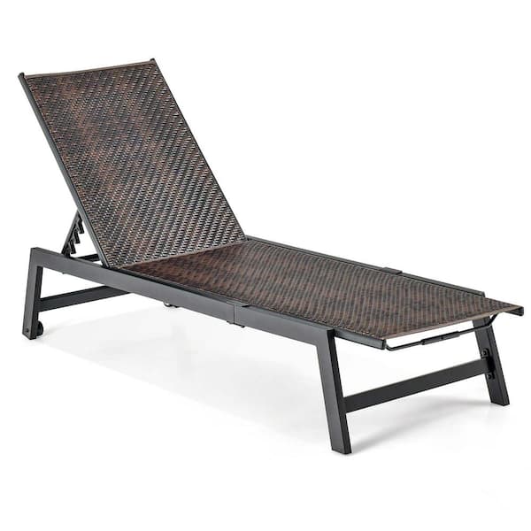 Costway patio folding chair lounger recliner chair discount rattan aluminum garden recliner chair