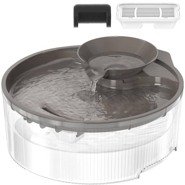 1.3Gal/170Oz/5L Large Capacity Clear Dog Water Fountain with Advanced Filtration, Quiet Pump, Multi-Pet Dispenser