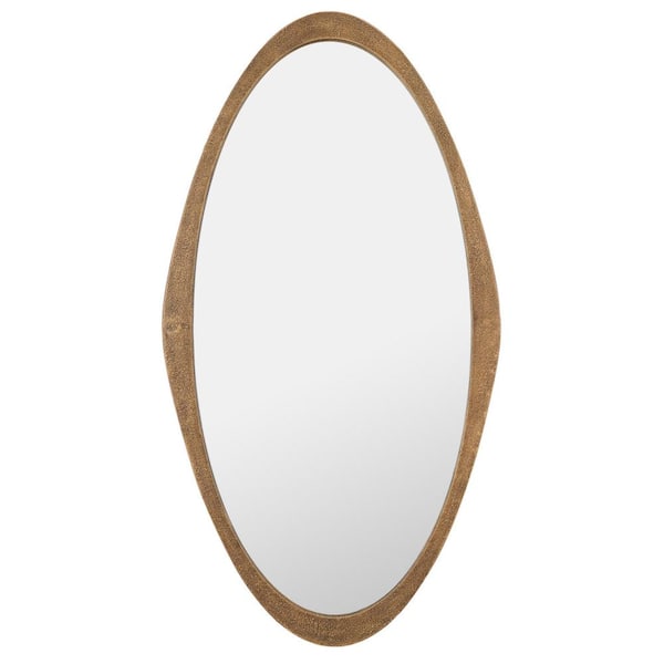 SAFAVIEH Cassini 25 in. W x 47 in. H Iron Oval Modern Brass Wall Mirror