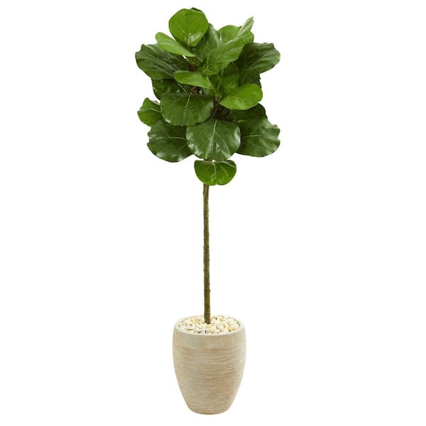 Nearly Natural Fiddle Leaf Artificial Tree In Slate Planter