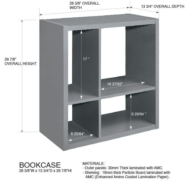 Yellow Kids' Wooden 4-Cube Open Back Bookcase