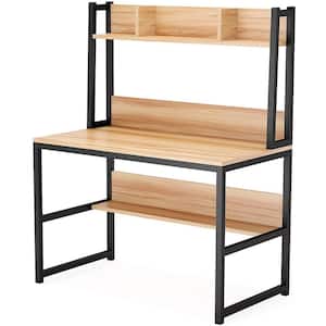 Witham 42 in. W Rectangular Burlywood 3-Components Computer Desk with Hutch and Shelves for Small Space