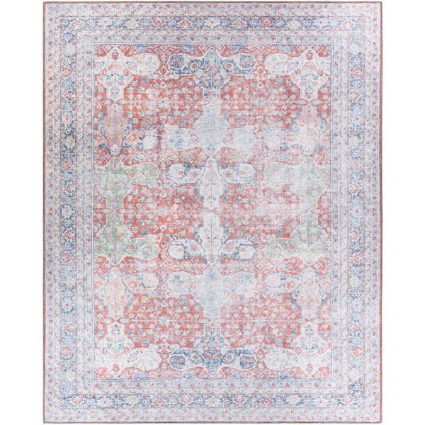 Livabliss Luciana Pale Blue 9 ft. x 12 ft. Traditional Indoor Machine-Washable Area Rug