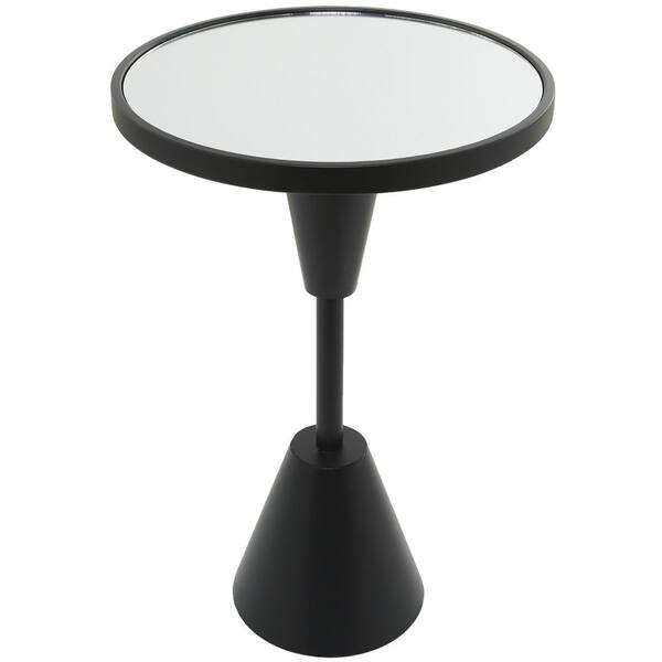 Litton Lane 16 in. Black Pedestal Base Large Round Glass End Accent