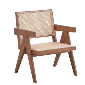 Velentina Rattan and Natural Finish Polyester Arm Chair