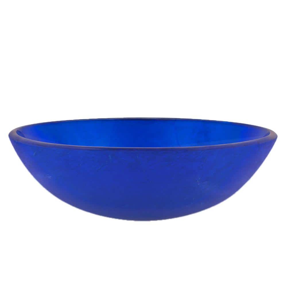 12'' Blue Glass Circular Above-Counter Vessel Sink
