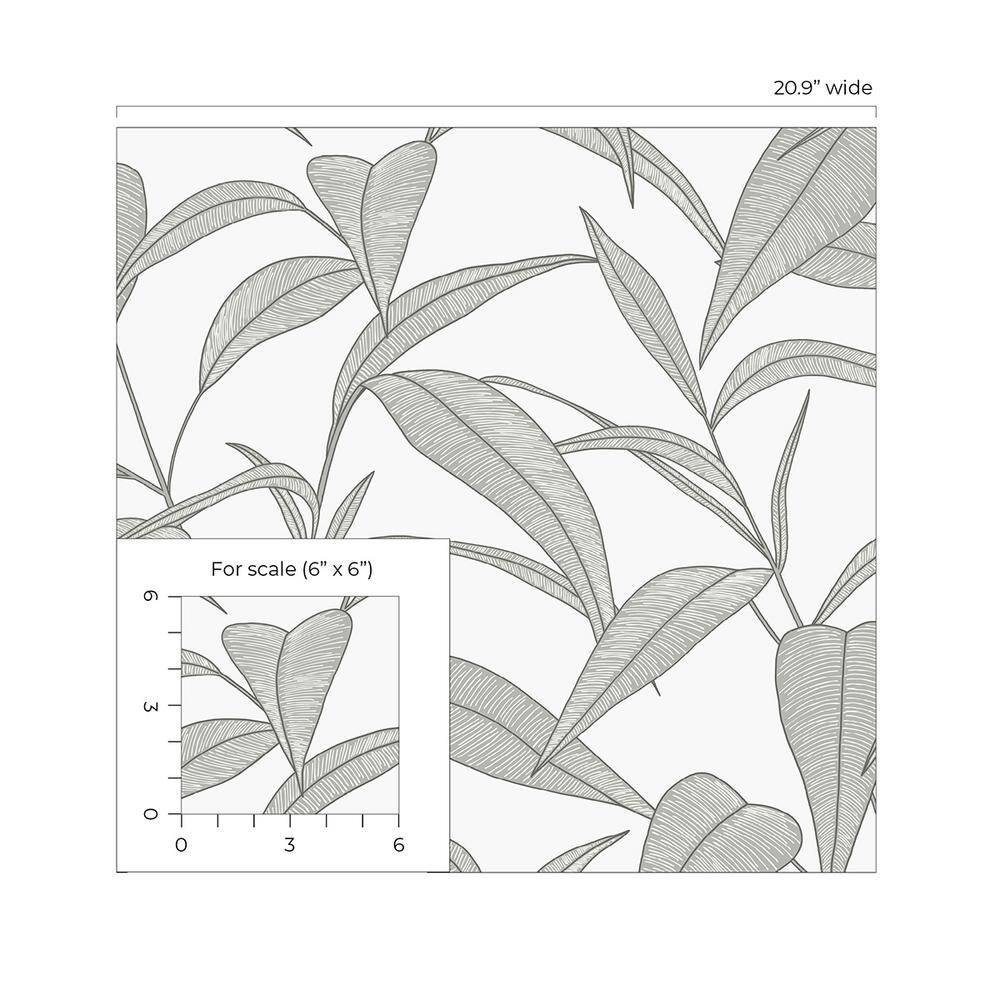 Greystone Pinstripe Leaf Trail Self-Adhesive Vinyl Wallpaper Roll