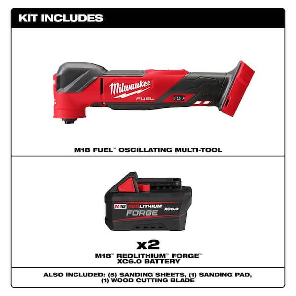M18 FUEL 18V Lithium-Ion Cordless Brushless Oscillating Multi-Tool w/(2) 6 Ah FORGE Batteries