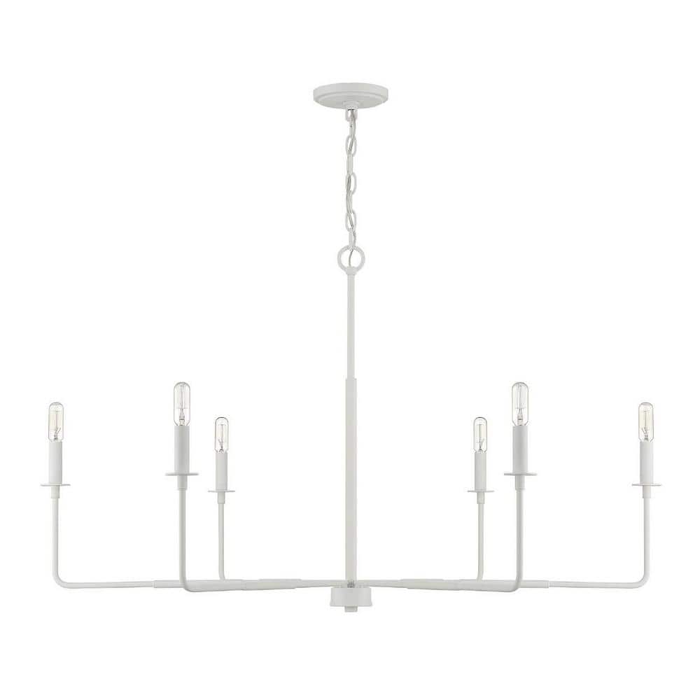 Salerno 42 in. W x 25 in. H 6-Light White Bisque Wide Chandelier with No Bulbs Included price history on PriceWatchPro