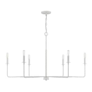 Salerno 42 in. W x 25 in. H 6-Light White Bisque Wide Chandelier with No Bulbs Included