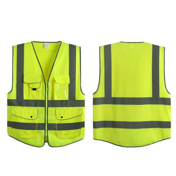 G & F Products 7-Pockets Class 2-High Visibility Zipper Front Safety Vest W/ Reflective Strips in Yellow Meets ANSI/ISEA Standards (XL)